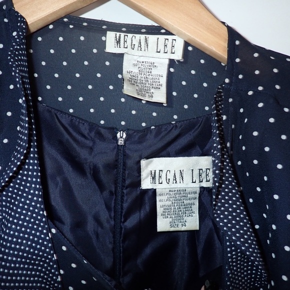 Megan Lee Navy and White Polka Dot Dress and Jacket size 14 - Picture 4 of 10